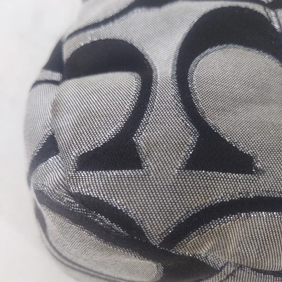 Coach Signature Taylor Tote Bag Black Silver Jacquard Leather F23940 Read! - Picture 8 of 10